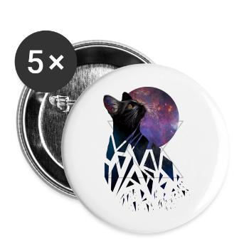 Space cat - space animals series - Buttons small 1''/25 mm (5-pack) - white - Front