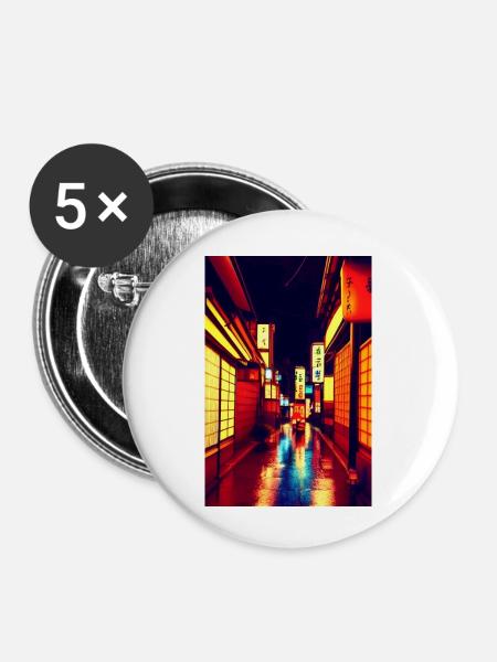 Straße 1 - Buttons klein 25 mm (5er Pack) - Weiß