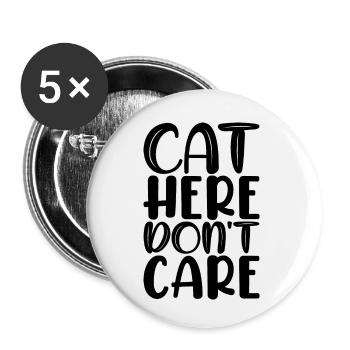cat here don't care - Buttons small 1''/25 mm (5-pack) - white - Front