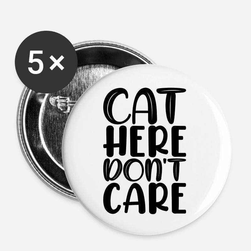 Katze hier egal - Buttons klein 25 mm (5er Pack) - Weiß