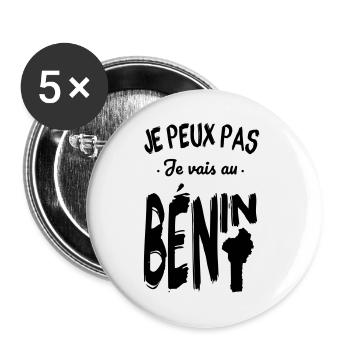 Je peux pas je vais au Bénin - Lot de 5 petits badges (25 mm) - blanc - Devant