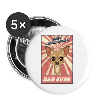Meilleur papa Chihuahua Jamais Amoureux de Chihuahua - Lot de 5 petits badges (25 mm) - blanc - Devant
