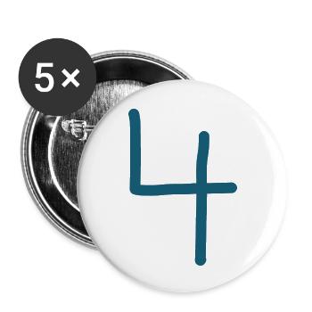 4 Number four number birthday - Buttons small 1''/25 mm (5-pack) - white - Front