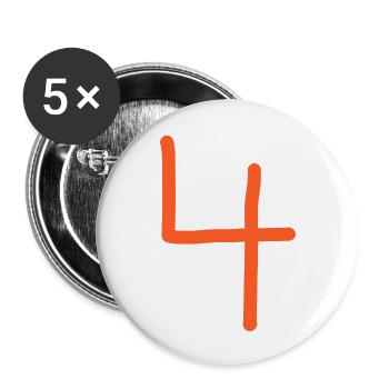 4 Number four number orange birthday - Buttons small 1''/25 mm (5-pack) - white - Front