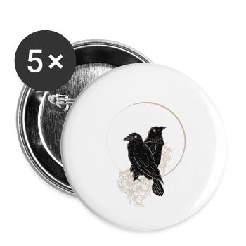 Hugin und Munin Raben - Buttons klein 25 mm (5er Pack) - Weiß - Vorne