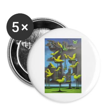Enten im Baum - Buttons klein 25 mm (5er Pack) - Weiß - Vorne