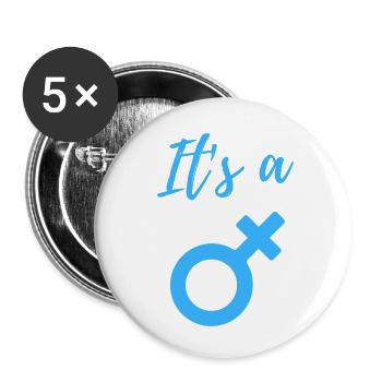 Baby Ankündigung - Junge - Schwangerschaft - Buttons klein 25 mm (5er Pack) - Weiß - Vorne