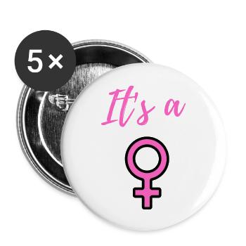 Baby Ankündigung - Mädchen - Schwangerschaft - Buttons klein 25 mm (5er Pack) - Weiß - Vorne