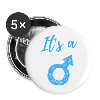 Baby Ankündigung - Junge - Schwangerschaft - Buttons klein 25 mm (5er Pack) - Weiß - Vorne