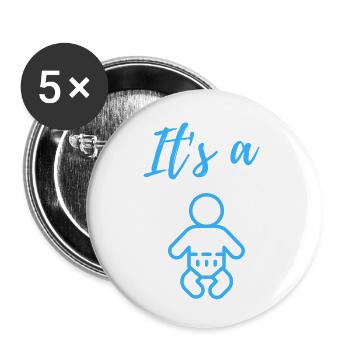 Annonce de bébé - Garçon - Grossesse - Lot de 5 petits badges (25 mm) - blanc - Devant