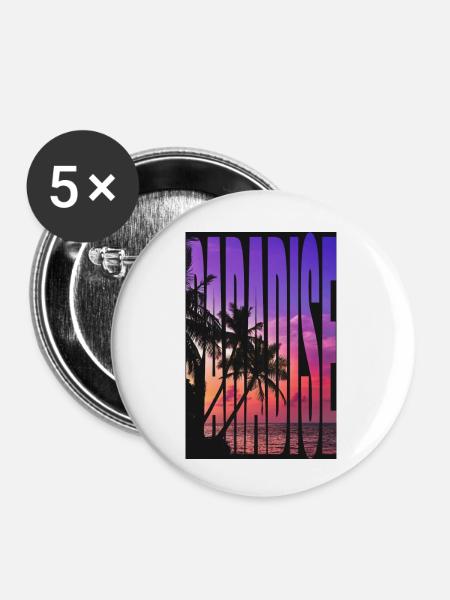 Paradise Tshirt Design - Buttons klein 25 mm (5er Pack) - Weiß