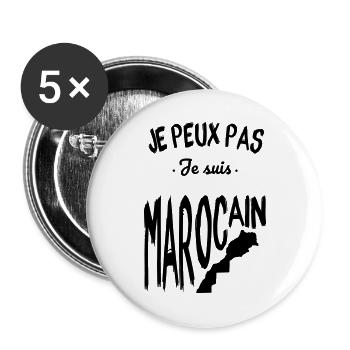 Je peux pas je suis Marocain - Lot de 5 petits badges (25 mm) - blanc - Devant