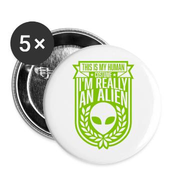 Citation extraterrestre de costume humain - Lot de 5 petits badges (25 mm) - blanc - Devant