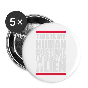Citation extraterrestre de costume humain - Lot de 5 petits badges (25 mm) - blanc - Devant