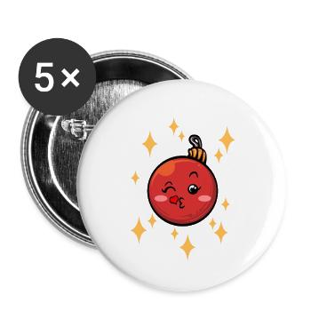 Drôle de boule de Noël #7/9 - Lot de 5 petits badges (25 mm) - blanc - Devant