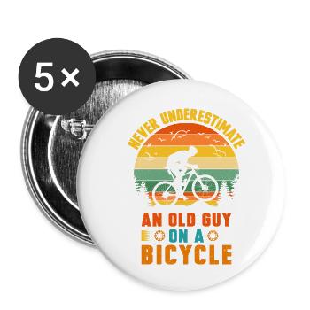 un vieil homme avec vélo cadeau drôles cycliste - Lot de 5 petits badges (25 mm) - blanc - Devant