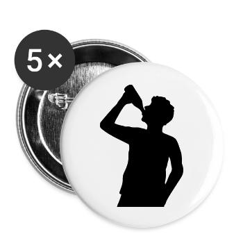 Bier trinken Mann Silhouette - Buttons klein 25 mm (5er Pack) - Weiß - Vorne
