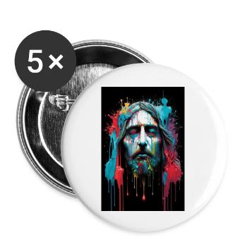 JESUS - Paint Colorful - Lot de 5 petits badges (25 mm) - blanc - Devant