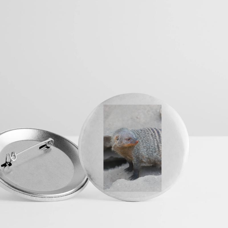 Gebänderte Manguste oder Zebramanguste Buttons klein 25 mm (5er Pack)