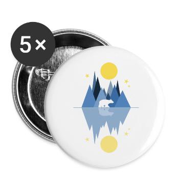 Eisbär, Nacht - Mond - Sterne - Buttons klein 25 mm (5er Pack) - Weiß - Vorne