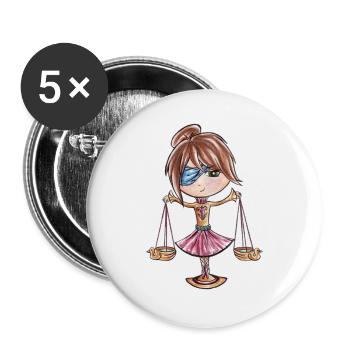 Sternzeichen: Waage - Buttons klein 25 mm (5er Pack) - Weiß - Vorne