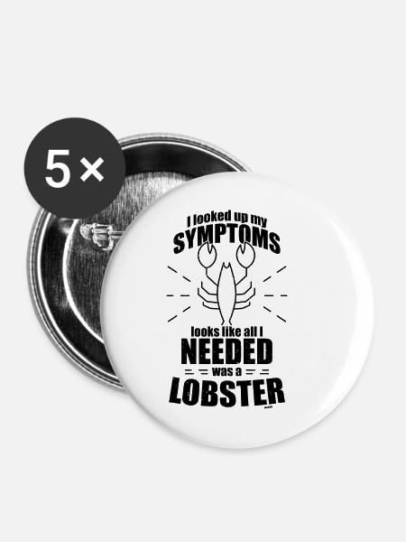 Hummer Languste Krebstier Meereslebewesen - Buttons klein 25 mm (5er Pack) - Weiß