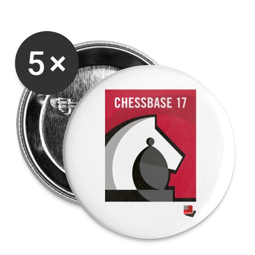 CHESSBASE 17 - Schach, Läufer, Springer - Paquete de 5 chapas pequeñas (25 mm)