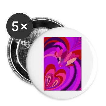 cœur psychédélique - Lot de 5 petits badges (25 mm) - blanc - Devant