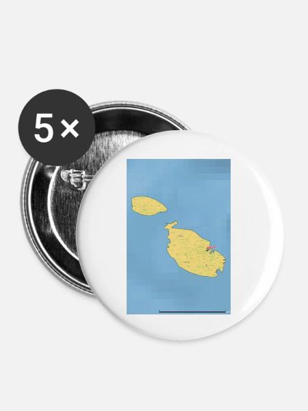 Malta Karte - Buttons klein 25 mm (5er Pack) - Weiß
