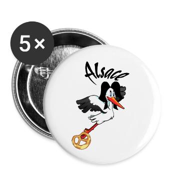 Alsace Stork - Buttons small 1''/25 mm (5-pack) - white - Front