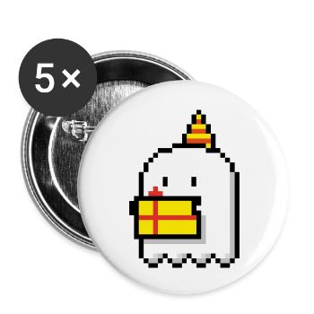 Joyeux anniversaire Ghostie - Lot de 5 petits badges (25 mm) - blanc - Devant