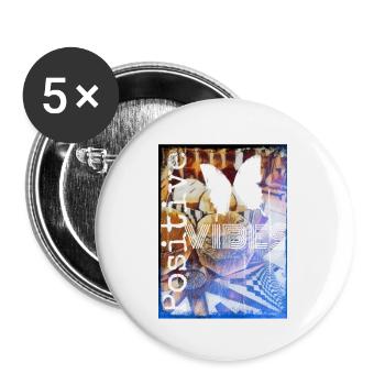 Ondes positives - Lot de 5 petits badges (25 mm) - blanc - Devant