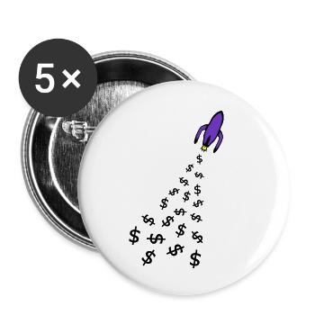 Dollar Raketen - Buttons klein 25 mm (5er Pack) - Weiß - Vorne
