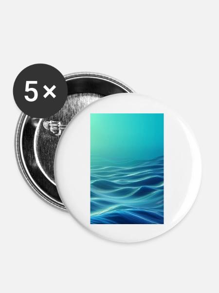 Low-Poly Wave - Buttons klein 25 mm (5er Pack) - Weiß
