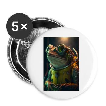 cute frog astronaut - Buttons small 1''/25 mm (5-pack) - white - Front