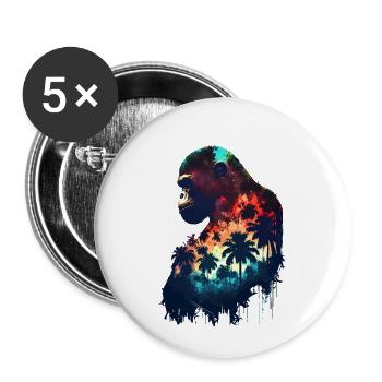 THE WILDLIFE KINGS - The Ape King 1 (Shape) - Buttons klein 25 mm (5er Pack) - Weiß - Vorne