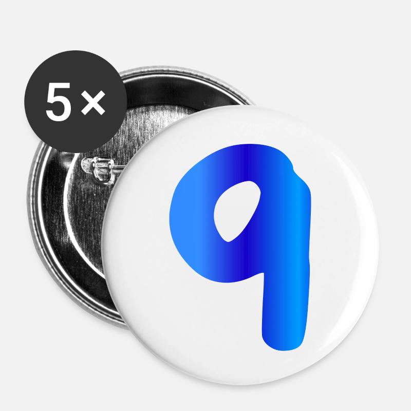 9 years birthday blue - Buttons small 1''/25 mm (5-pack) - white