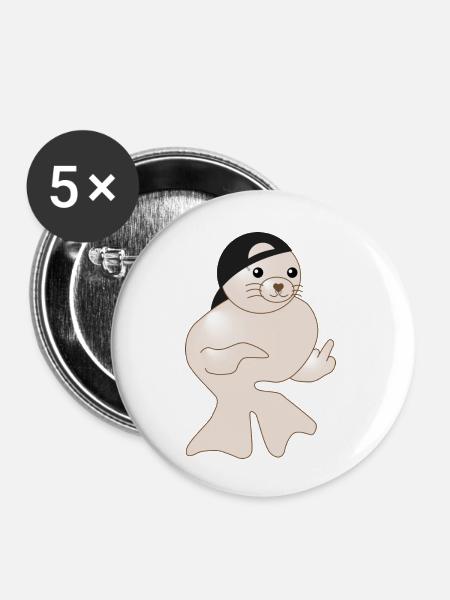Finger des Siegels - Buttons klein 25 mm (5er Pack) - Weiß