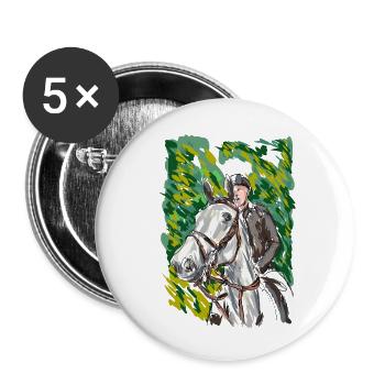 cheval - Lot de 5 petits badges (25 mm) - blanc - Devant