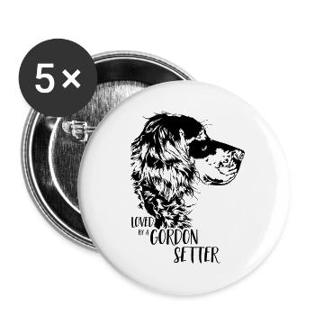 Aimé par un chien Gordon Setter Talking - Lot de 5 petits badges (25 mm) - blanc - Devant