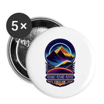 escalade - plus haut, plus vite, plus fort - Lot de 5 petits badges (25 mm) - blanc - Devant