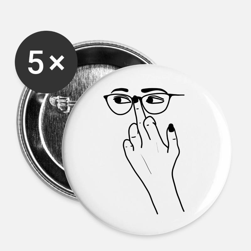 Doigt pour lunettes - Lot de 5 petits badges (25 mm) - blanc