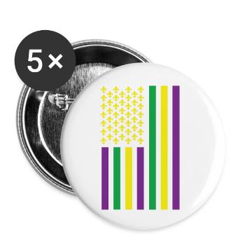 Mardi Gras Drapeau américain - Lot de 5 petits badges (25 mm) - blanc - Devant