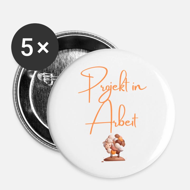 Projekt in Arbeit - Schaf - Buttons klein 25 mm (5er Pack) - Weiß