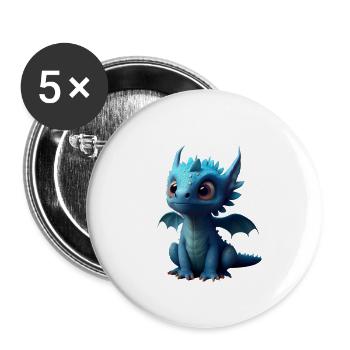 Petit dragon mignon 6 - Lot de 5 petits badges (25 mm) - blanc - Devant