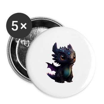 Petit dragon mignon 7 - Lot de 5 petits badges (25 mm) - blanc - Devant