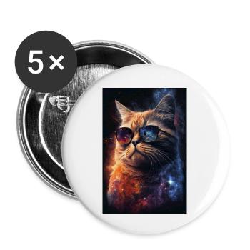 Cat Space Galaxy Space Cool Lunettes de soleil - Lot de 5 petits badges (25 mm) - blanc - Devant