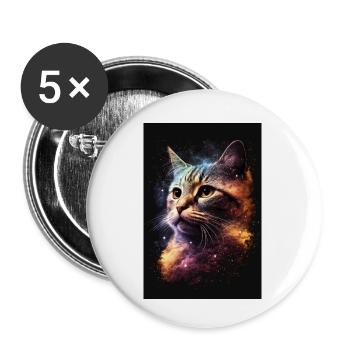 Cat Galaxy Space Space Étoiles froides - Lot de 5 petits badges (25 mm) - blanc - Devant