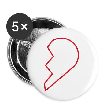 halbes Herz (1/2) - Geschenkidee - Soulmate - Buttons klein 25 mm (5er Pack) - Weiß - Vorne