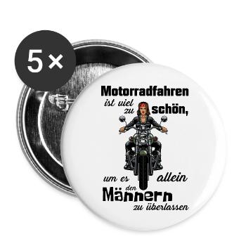 Motorradfahren ist viel zu schön, um... - Buttons klein 25 mm (5er Pack) - Weiß - Vorne